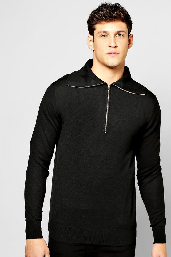 Roll Neck Jumper With Front Zip